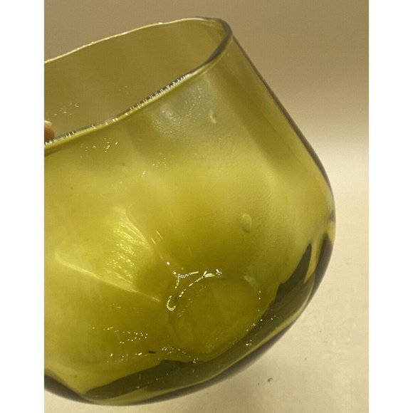 Empoli Art Glass Accents Vintage Olive Green Empoli Optic Stemless